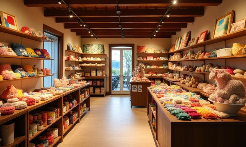Inviting interior view of the Kraf & Cipta store, showing shelves filled with colourful handmade items and a warm, welcoming atmosphere.